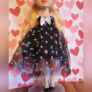Black and White Tulle Polka Dot Rainbow High Dress (Handmade)